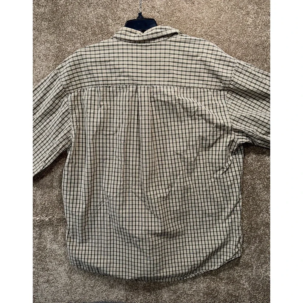 Men's LL Bean Button Down Long Sleeve Short - Large Reg - Brown Beige‎ Plaid